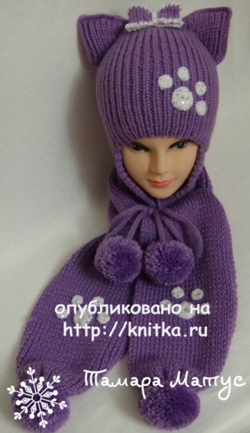 Детский шарф и шапка с ушками от Тамары Матус